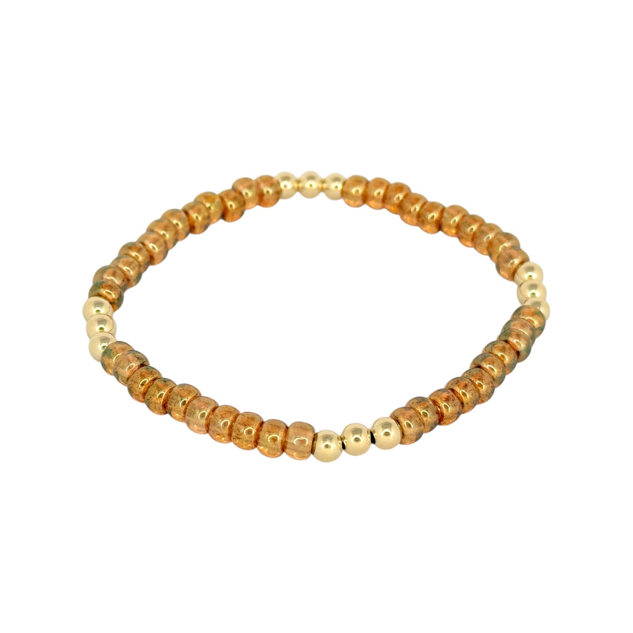 Gold Luster Topaz ~ Gold 4mm | Miyuki Seed 4mm Beaded Bracelet