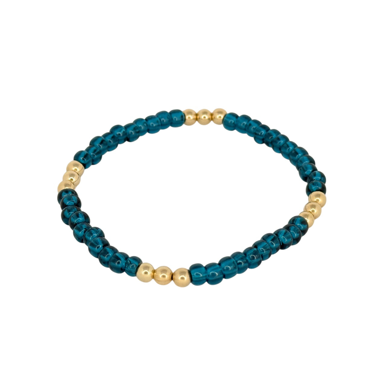 Dark Teal ~ Gold 4mm | Miyuki Seed 4mm Beaded Bracelet