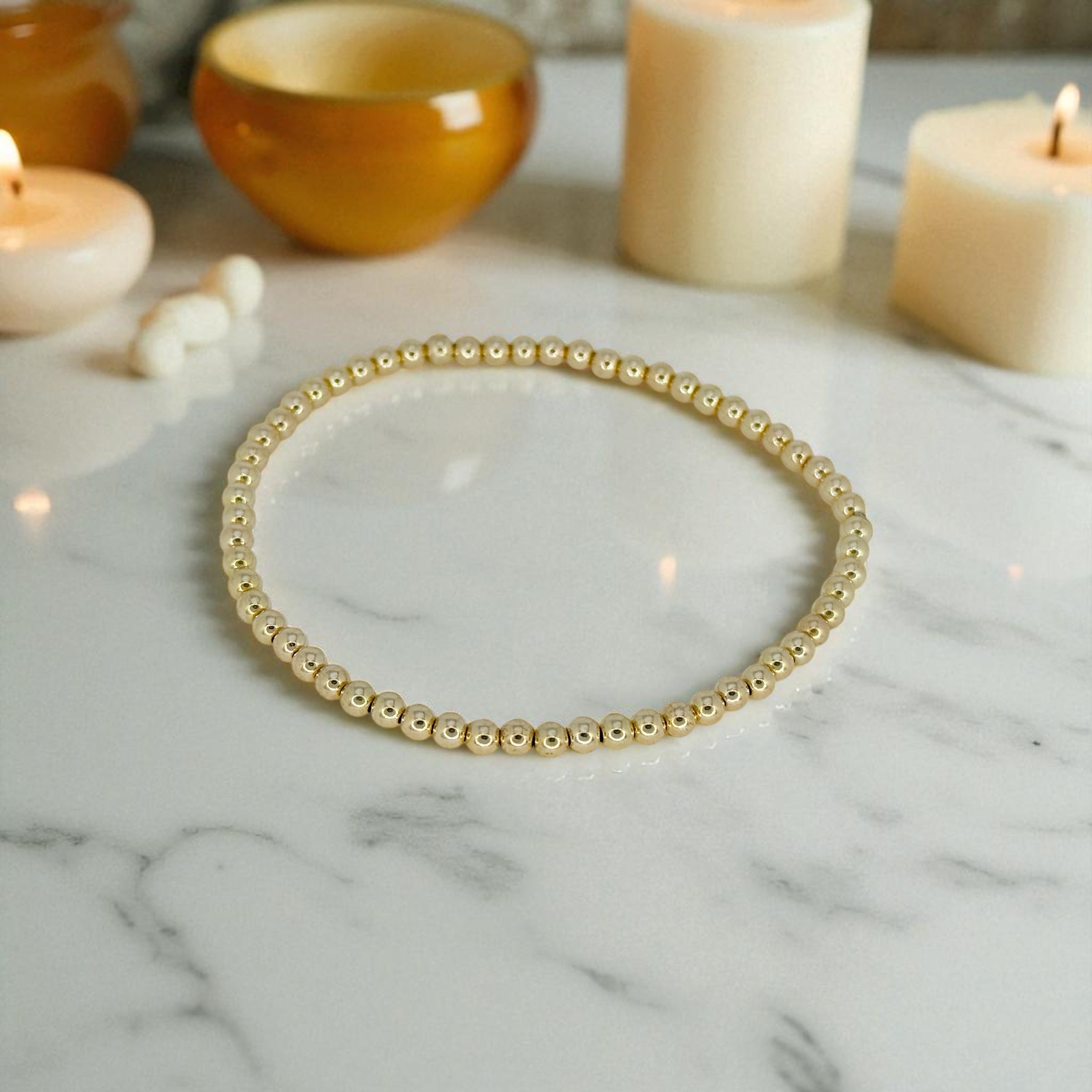 Classic Gold 3mm Bead Bracelet ~ Denise