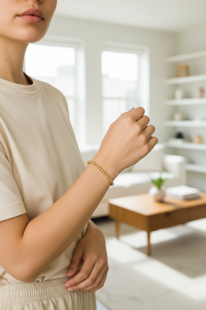 Denise ~ Classic Gold 3mm Beaded Bracelet