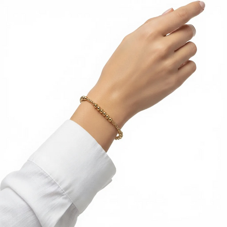 Classic Gold Fila Piccola Alternating Pattern 3mm Bead Bracelet ~ Irene