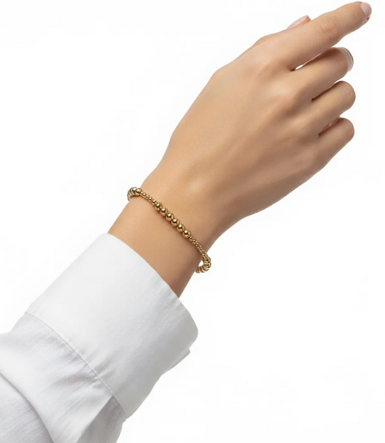 Classic Gold Fila Piccola Alternating Pattern 3mm Bead Bracelet ~ Irene