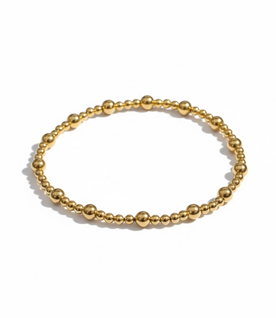 Classic Gold Tripla Pattern 4mm Bead Bracelet ~ Luisa