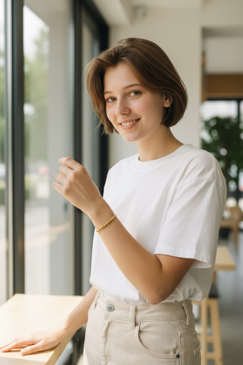 Anne ~ Classic Gold 4mm Beaded Bracelet