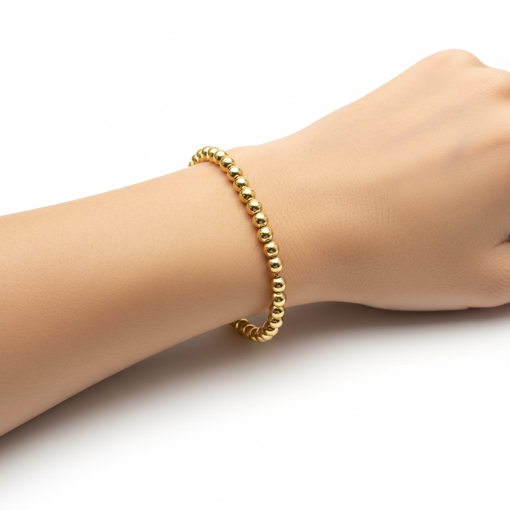 Anne ~ Classic Gold 4mm Beaded Bracelet