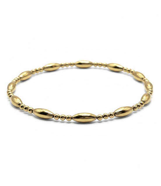 Gold Tripla Riso Grande Pattern 7mm Bead Bracelet ~ Ariana