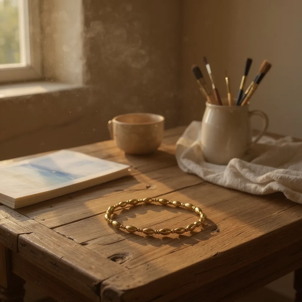 Ariana ~ Gold Rice 7mm | 2mm Triple Pattern Beaded Bracelet