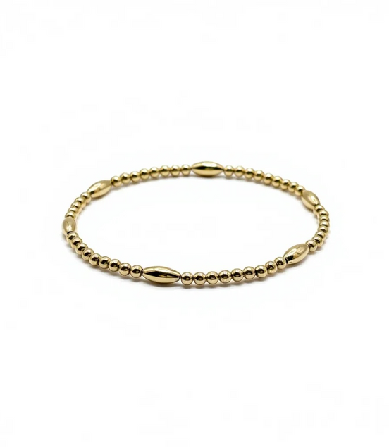 Gold Riso Grande Singola 7mm Bead Bracelet ~ Kailyn