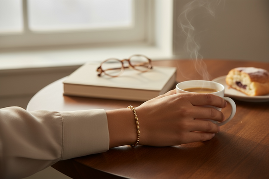 Shelby ~ Gold Rice 5mm | 2.5mm Alternating Pattern Beaded Bracelet