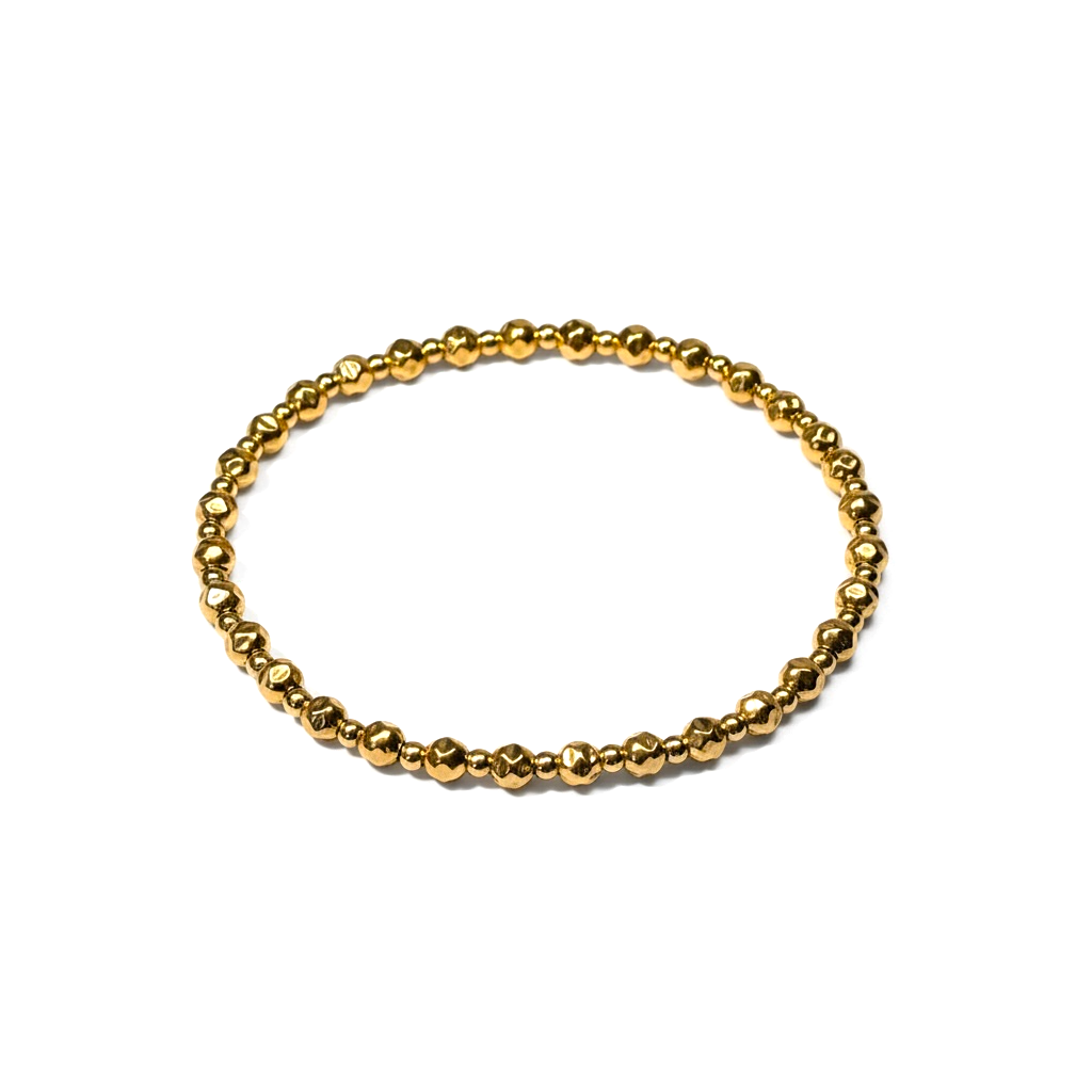 Gold Ogni Altra Martellata 4mm Bead Bracelet ~ Sophia