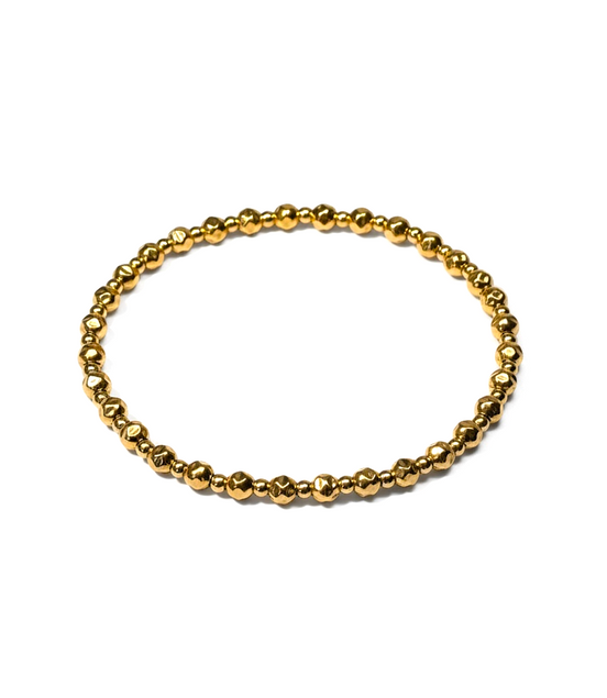 Gold Ogni Altra Martellata 4mm Bead Bracelet ~ Sophia
