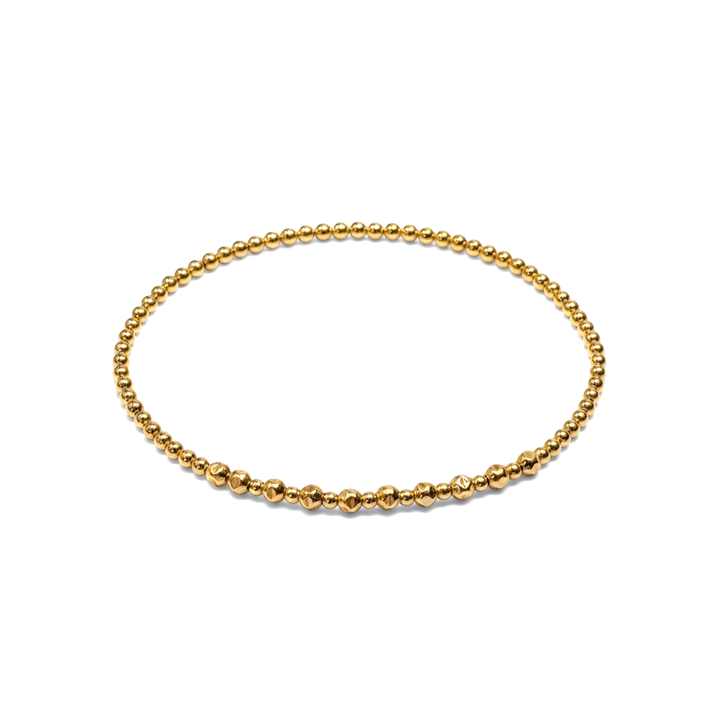 Gold Fila Piccola Martellata 3mm Bead Bracelet ~ Amanda