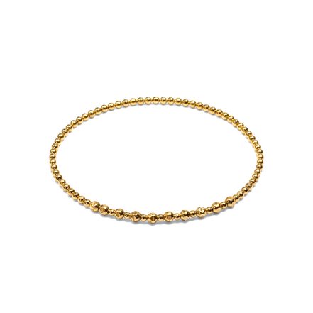 Gold Fila Piccola Martellata 3mm Bead Bracelet ~ Amanda