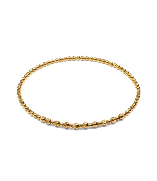 Gold Fila Piccola Martellata 3mm Bead Bracelet ~ Amanda