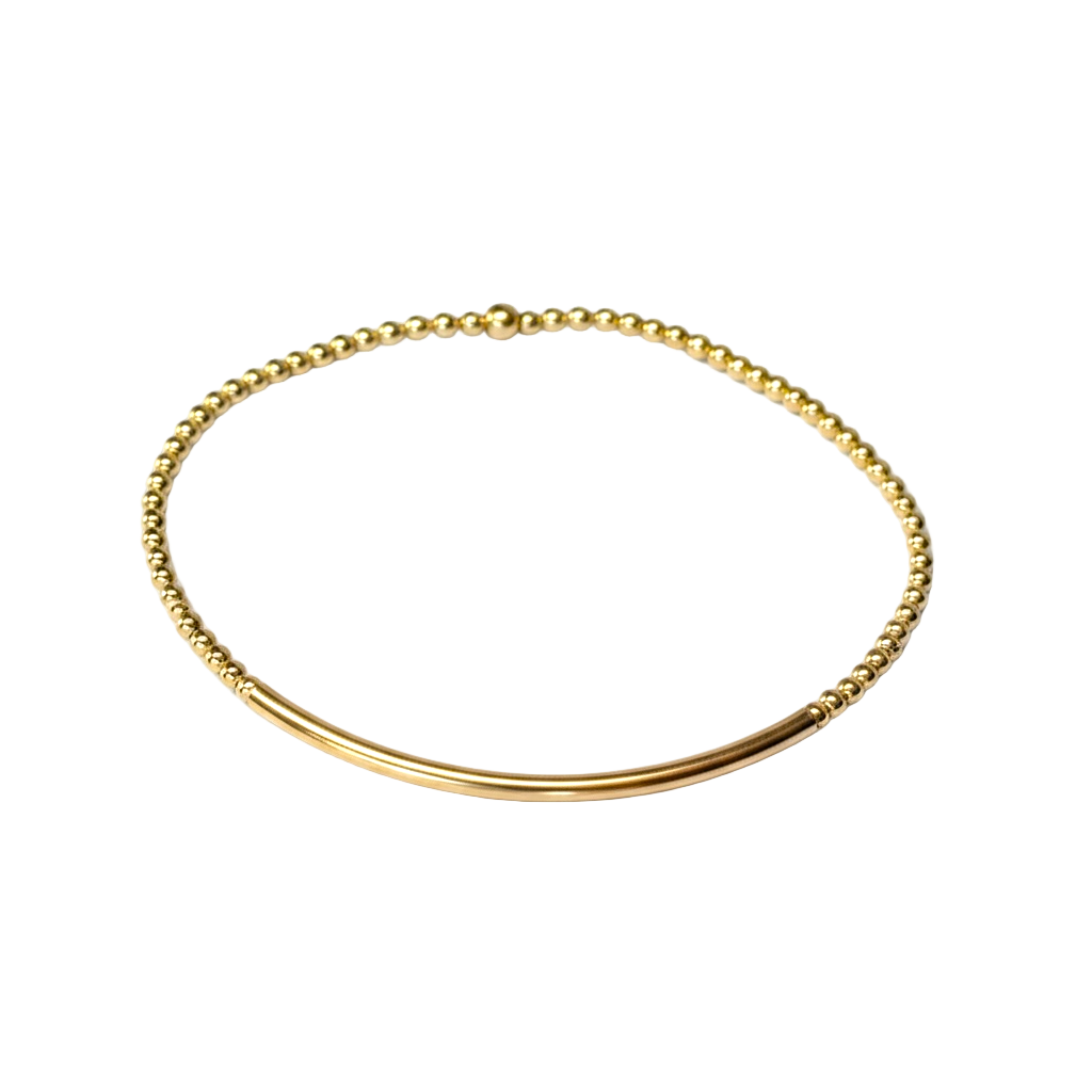 Carla ~ Classic Gold Bar 2mm Beaded Bracelet