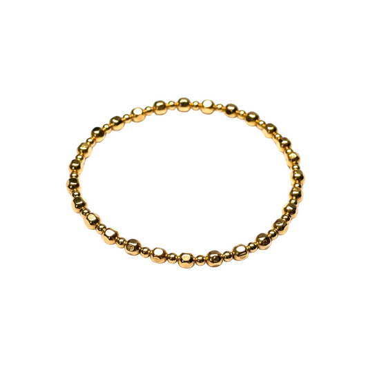 Francesca ~ Gold Nugget 4mm | 2.5mm Alternating Pattern Beaded Bracelet