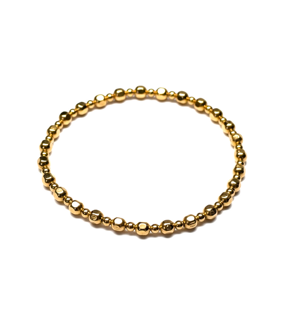Gold Ogni Altra Pepita 4mm Bead Bracelet ~ Francesca