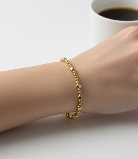 Gold Tripla Pepita Pattern 4mm Bead Bracelet ~ Sarah