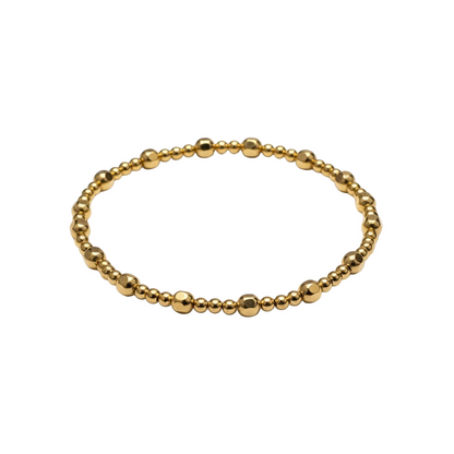 Gold Beaded Bracelet Nugget Bead 4mm | 2.5mm Triple Pattern ~ Sarah