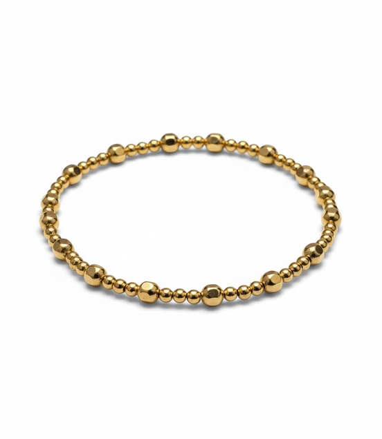 Gold Tripla Pepita Pattern 4mm Bead Bracelet ~ Sarah