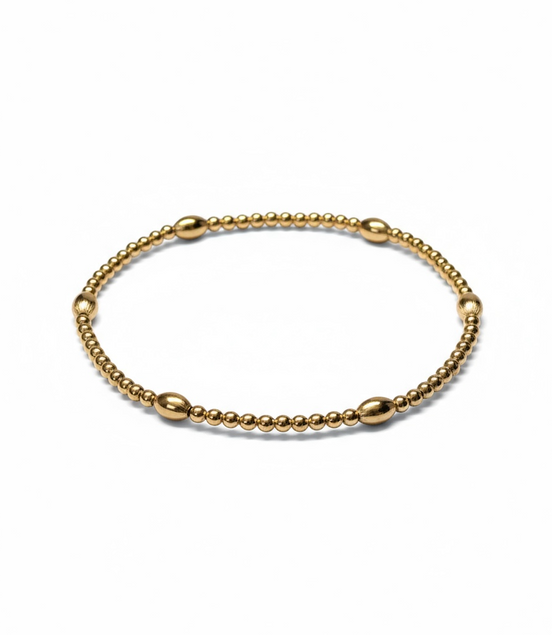 Gold Riso Piccolo Singola 4.6mm Bead Bracelet ~ Kira