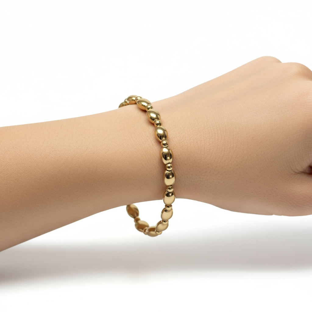 Carmela ~ Gold Coin 6.7mm | 2.5 Alternating Pattern Beaded Bracelet