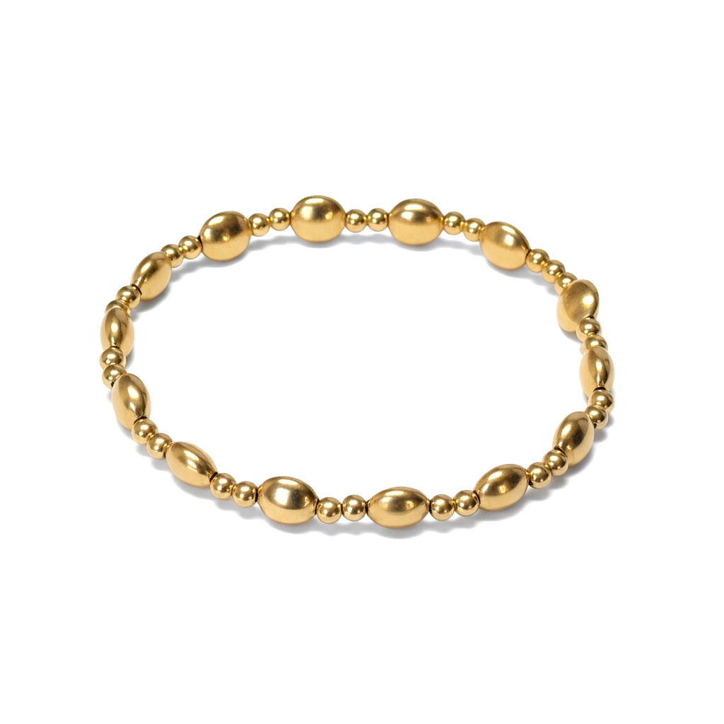 Gold Doppio Moneta Pattern 6.7mm Bead Bracelet ~ Nancy