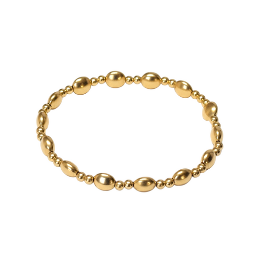 Nancy ~ Gold Coin 6.7mm | 2.5mm Pattern Beaded Bracelet