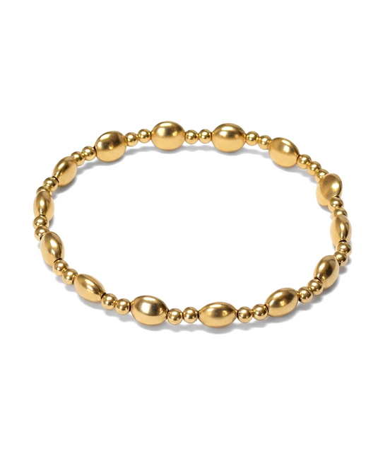 Gold Doppio Moneta Pattern 6.7mm Bead Bracelet ~ Nancy
