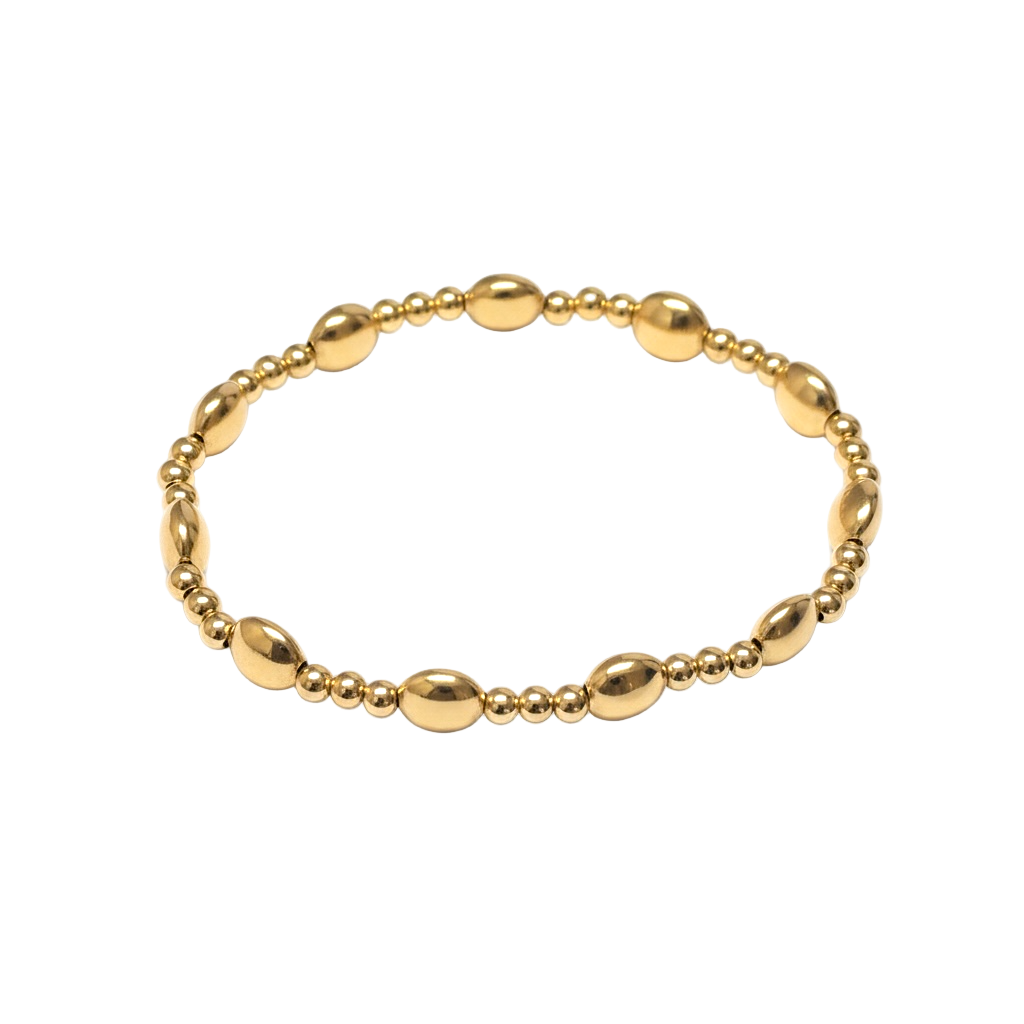 Paola ~ Gold Coin 6.7mm | 2.5mm Triple Pattern Beaded Bracelet