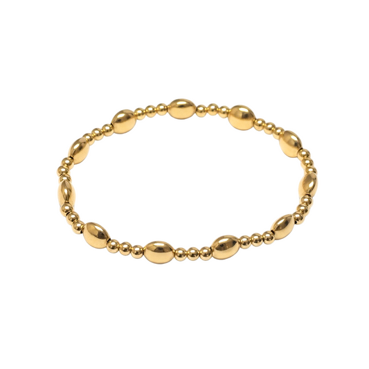 Paola ~ Gold Coin 6.7mm | 2.5mm Triple Pattern Beaded Bracelet