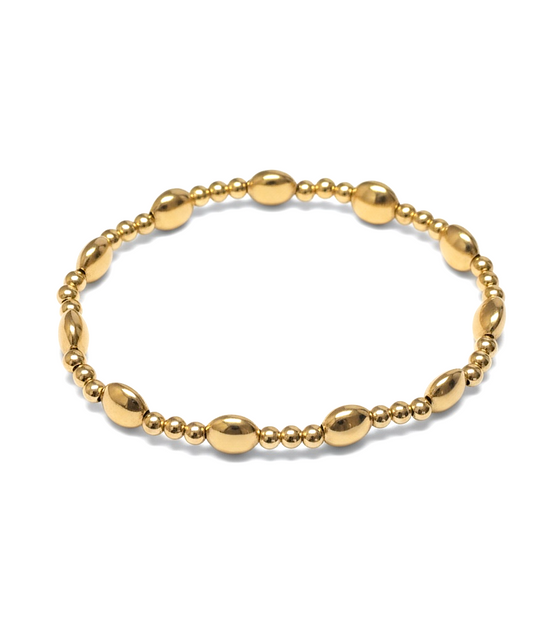 Gold Tripla Moneta Pattern 6.7mm Bead Bracelet ~ Paola