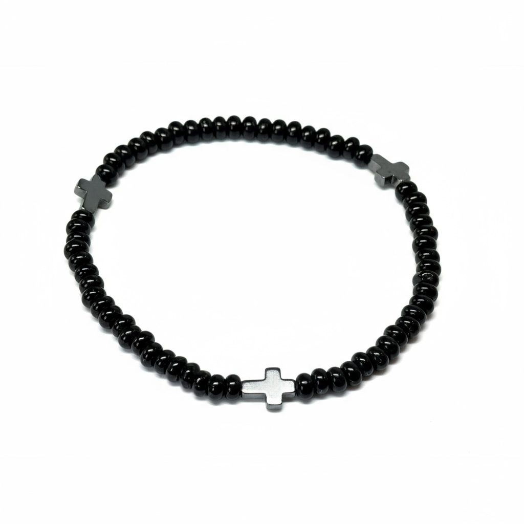 Jacob Russell ~ Hematite Cross Bead Bracelet