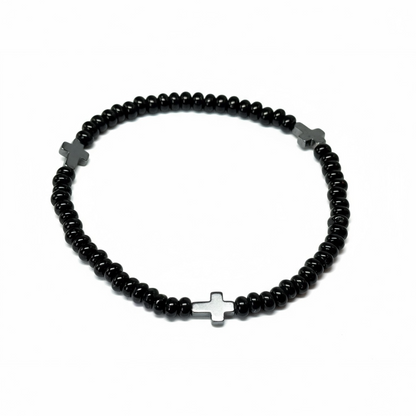 Jacob Russell ~ Hematite Cross Bead Bracelet