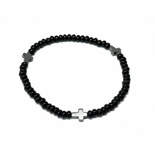 Jacob Russell ~ Hematite Cross Bead Bracelet