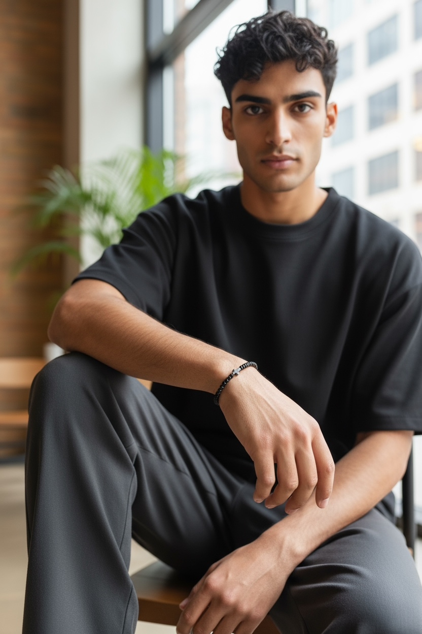 Jacob Russell ~ Hematite Cross Bead Bracelet