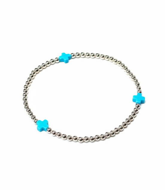 Silver Blue Crocifissa