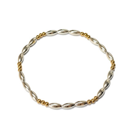 Two Tone Grande Riso Tripla Pattern Bead Bracelet ~ Kimberly
