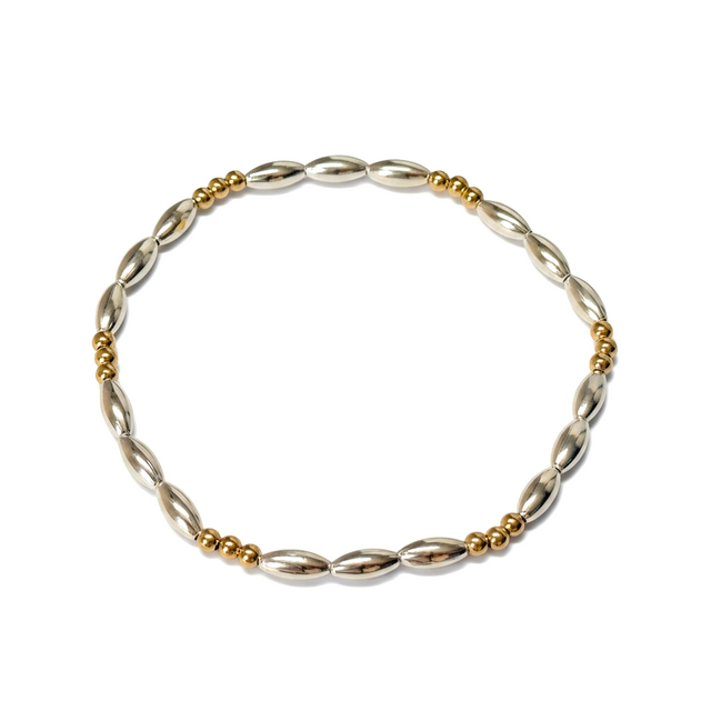 Two Tone Grande Riso Tripla Pattern Bead Bracelet ~ Kimberly
