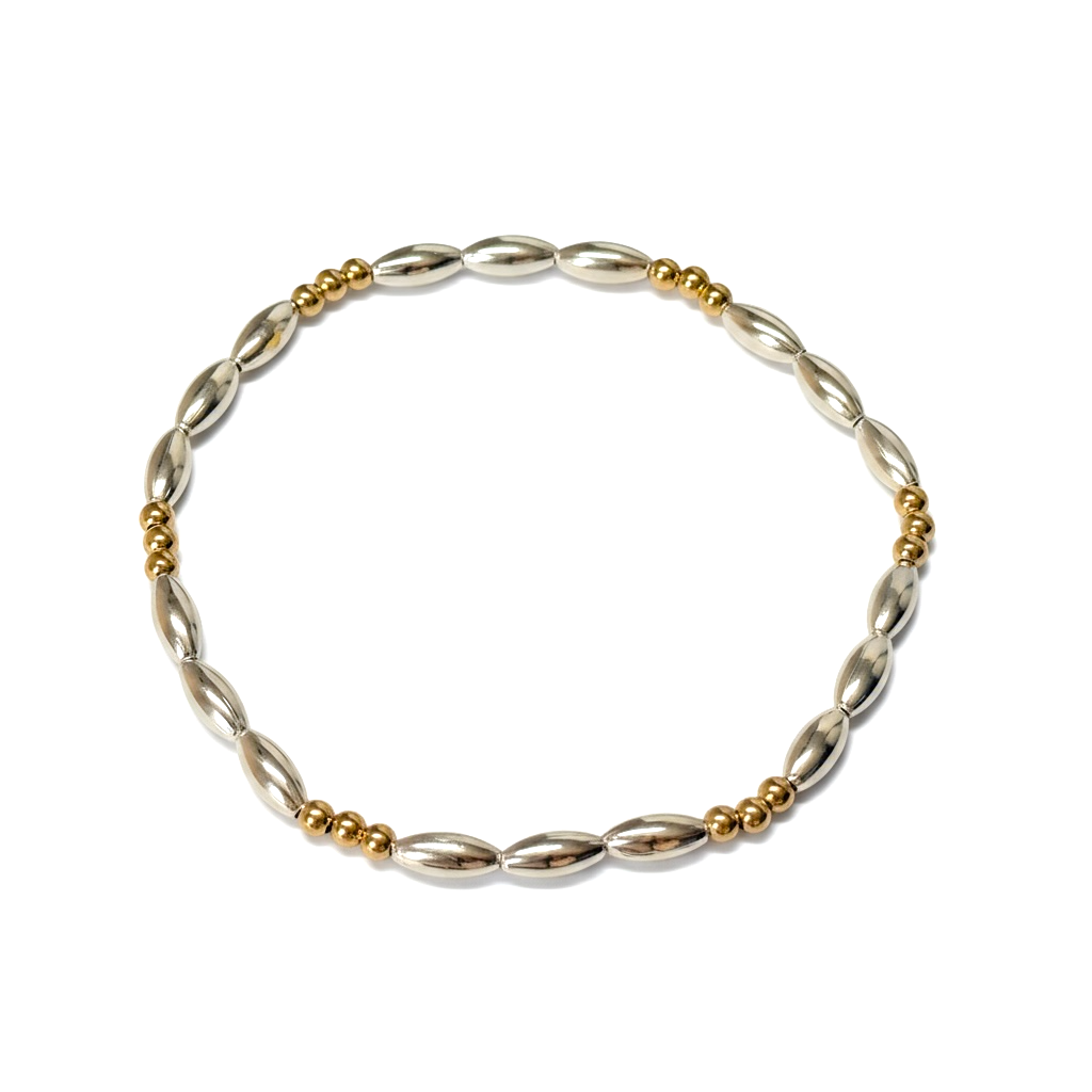 Two Tone Grande Riso Tripla Pattern Bead Bracelet ~ Kimberly