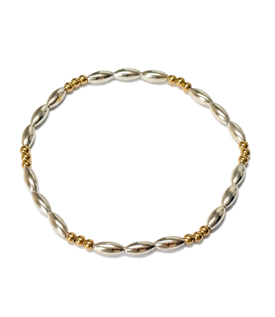 Two Tone Grande Riso Tripla Pattern Bead Bracelet ~ Kimberly