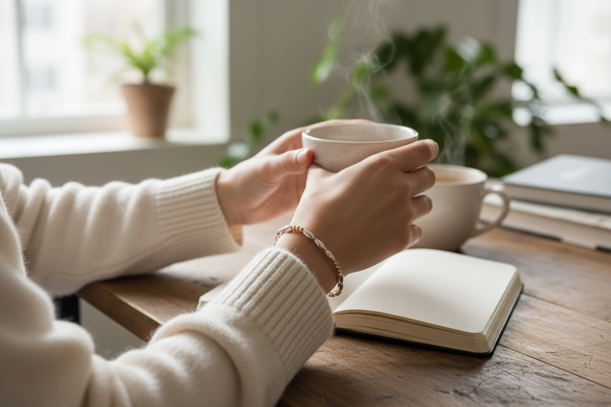 Kimberly ~ Two Tone Sterling Silver 7mm | Gold 2.5mm Triple Pattern Bead Bracelet
