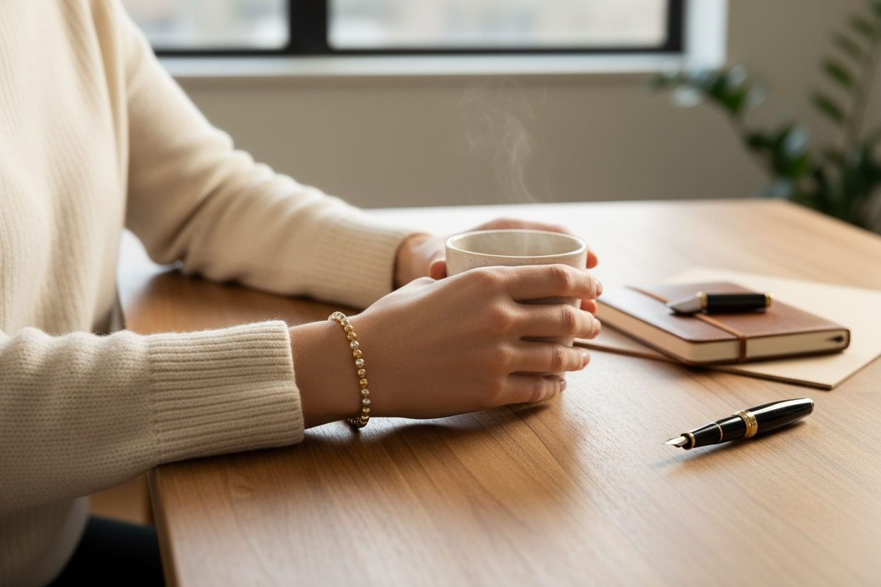 Elizabeth ~ Two Tone Gold 4mm | Sterling Silver 4mm Alternating Beaded Bracelet
