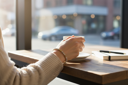 Jillian ~ Two Tone ~ Sterling Silver 4mm | Gold 4mm Pattern Beaded Bracelet