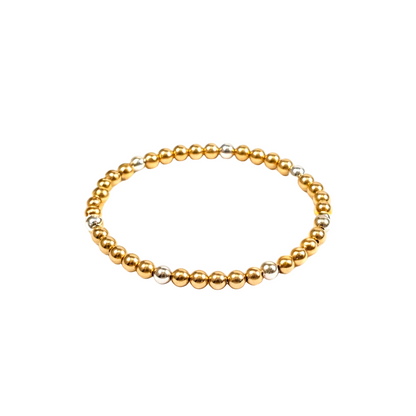 Mixed Metal Beaded Bracelet ~ Gold 4mm | Sterling Silver 4mm ~ Mary