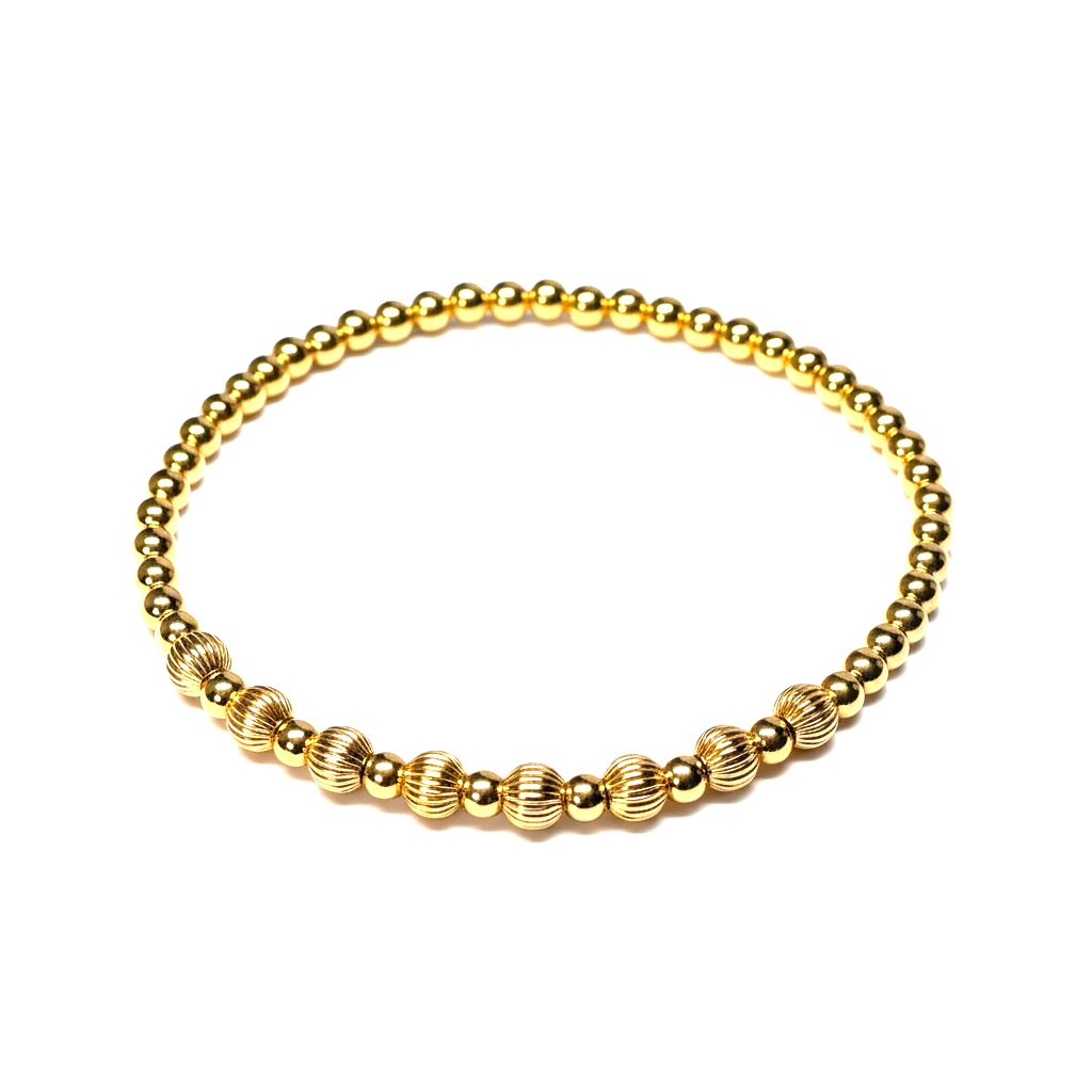 Gold Fila Rigata 4mm Bead Bracelet ~ Nova