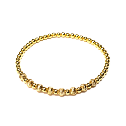 Gold Fila Rigata 4mm Bead Bracelet ~ Nova