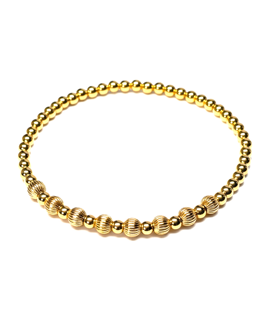 Gold Fila Rigata 4mm Bead Bracelet ~ Nova