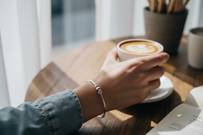 Elegance ~ Sterling Silver Bangle Beaded Bracelet