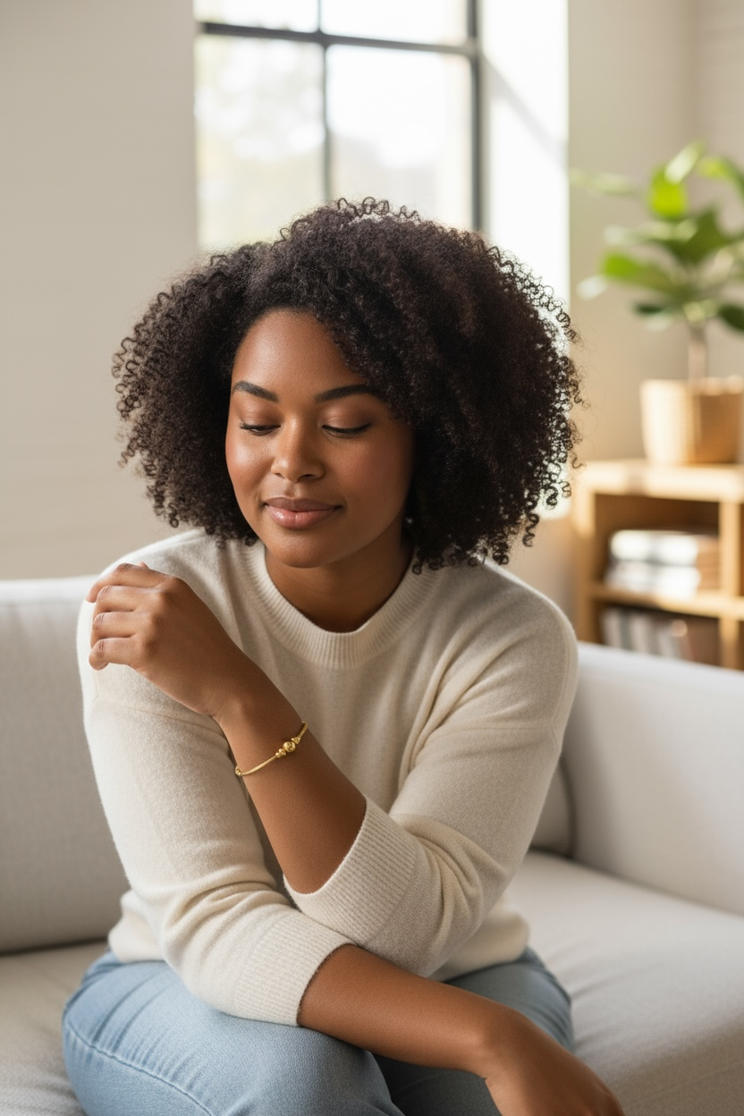 Ava ~ Gold Lined Bangle Beaded Bracelet